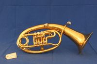 Nr-85 Es-Horn (oval), 3-Drehventile, Griffe mit Gravierung, Stimmzug mit Windung 360&deg;, mit Mundst&uuml;ck
