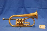Nr-154 Fl&uuml;gelhorn in Es, 3-Drehventile, Griffe poliert, Instrument vergoldet, mit Mundst&uuml;ck